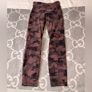 Lululemon Wunder Train w Pockets, Brown Camo, 25” inseam